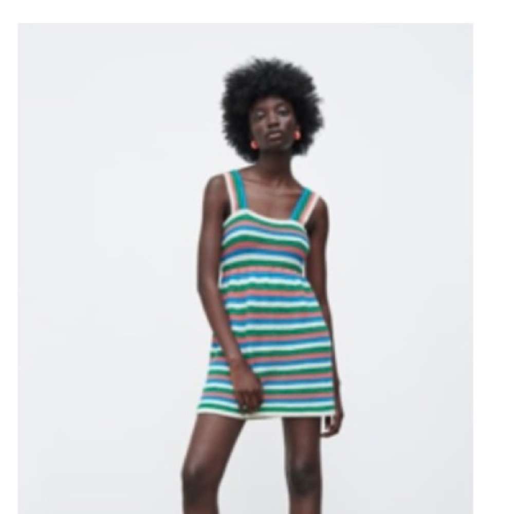 Zara knit multi color mini dress, size medium.